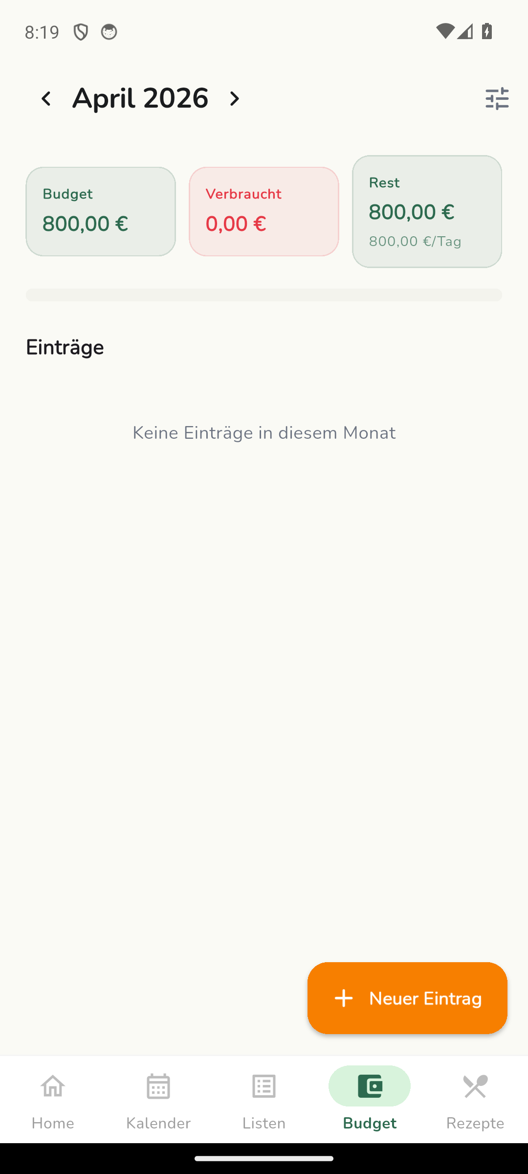 Haushaltsbuch mit Einnahmen und Ausgaben